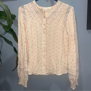 Per Una Womens Button Down Printed Lace Detail Top sz 6